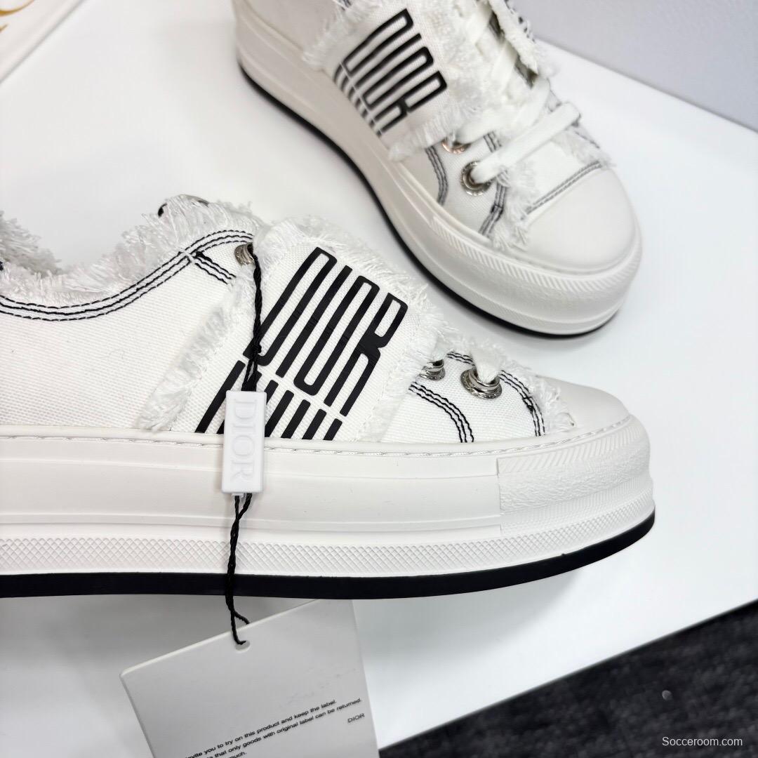 2025 Women Dior White Black Canvas Sneakers LY00300