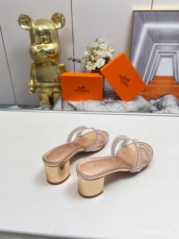 2025 Hermès Beige Leather Slippers MJ00180