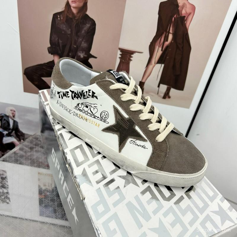 2025 Unisex GGDB White Grey Suede Calf Leather Sneakers