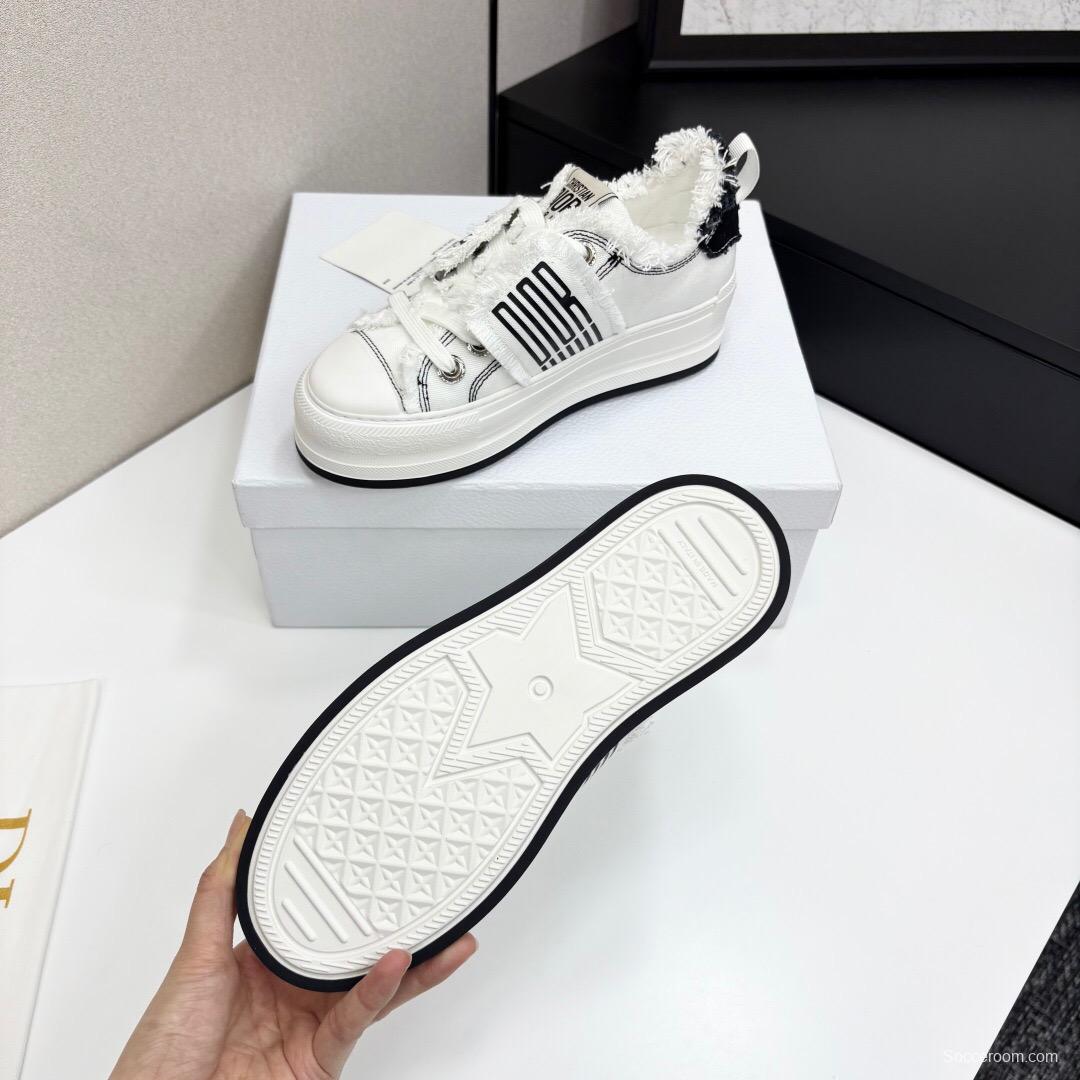 2025 Women Dior White Black Canvas Sneakers LY00300