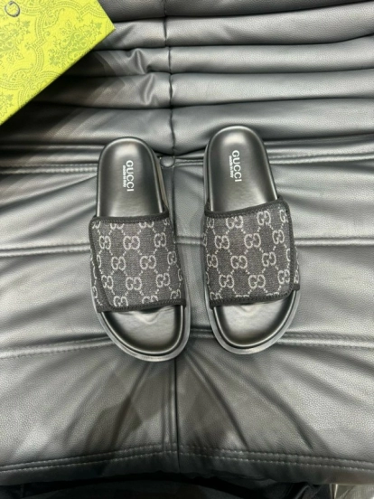 2024 Slippers Gucci Black Fabric Slippers MJ00200