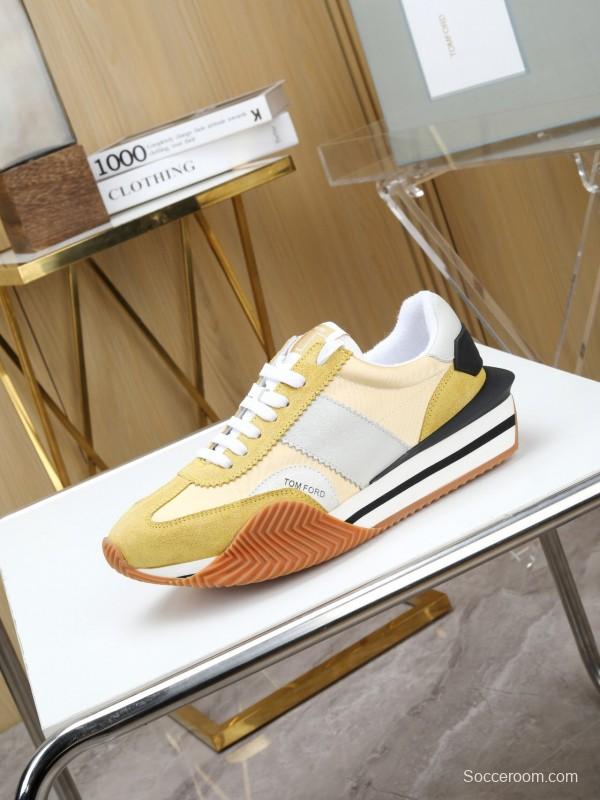 2025 Unisex TOM FORD Yellow White Grey Suede Leather Sneakers LY00360(F)/LY00370(M)