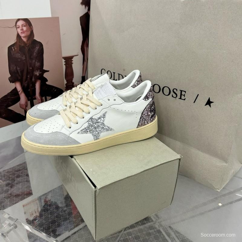 2024 Unisex GGDB White Silver Glitter Leather Suede Sneakers MJ00260