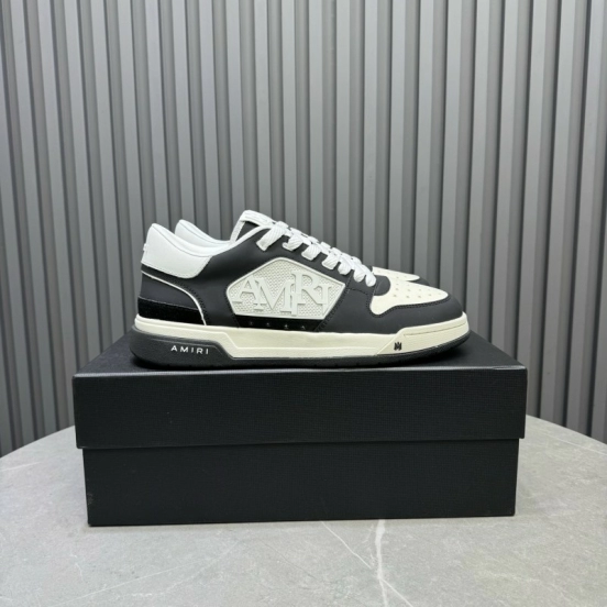 2025 Unisex Amiri Black White Leather Sneakers MJ00360