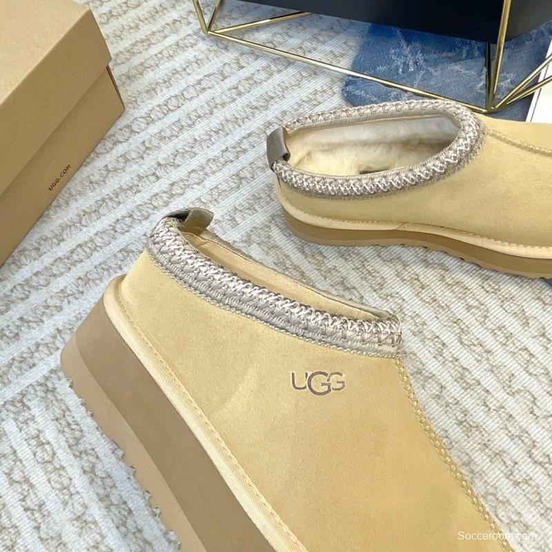2024 Women UGG Beige Suede Platform Slip-On MJ00230