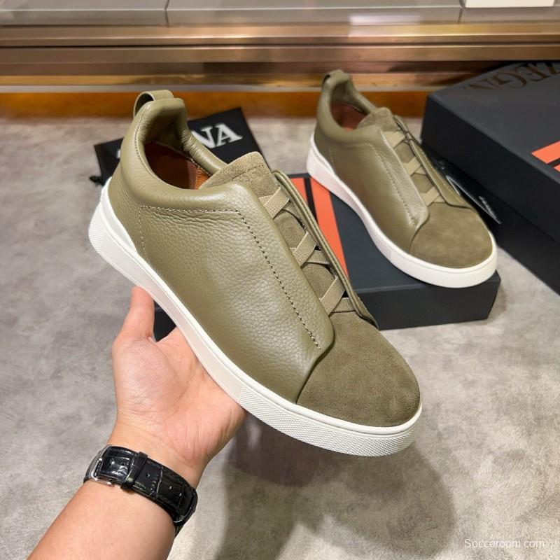 2024 Men Ermenegildo Zegna Green Suede Calfskin Sneakers MJ00280