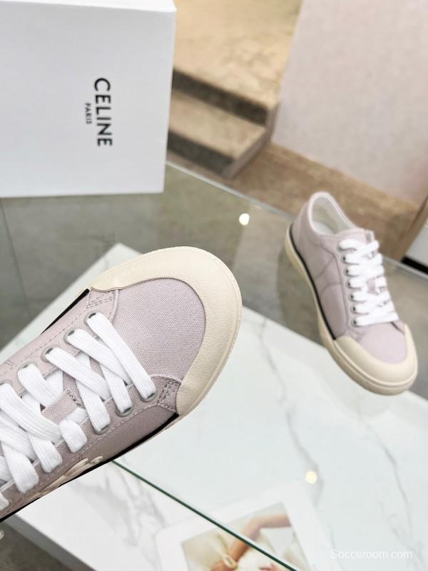 2025 Women Celine Light Grey Canvas Sneakers LY00210