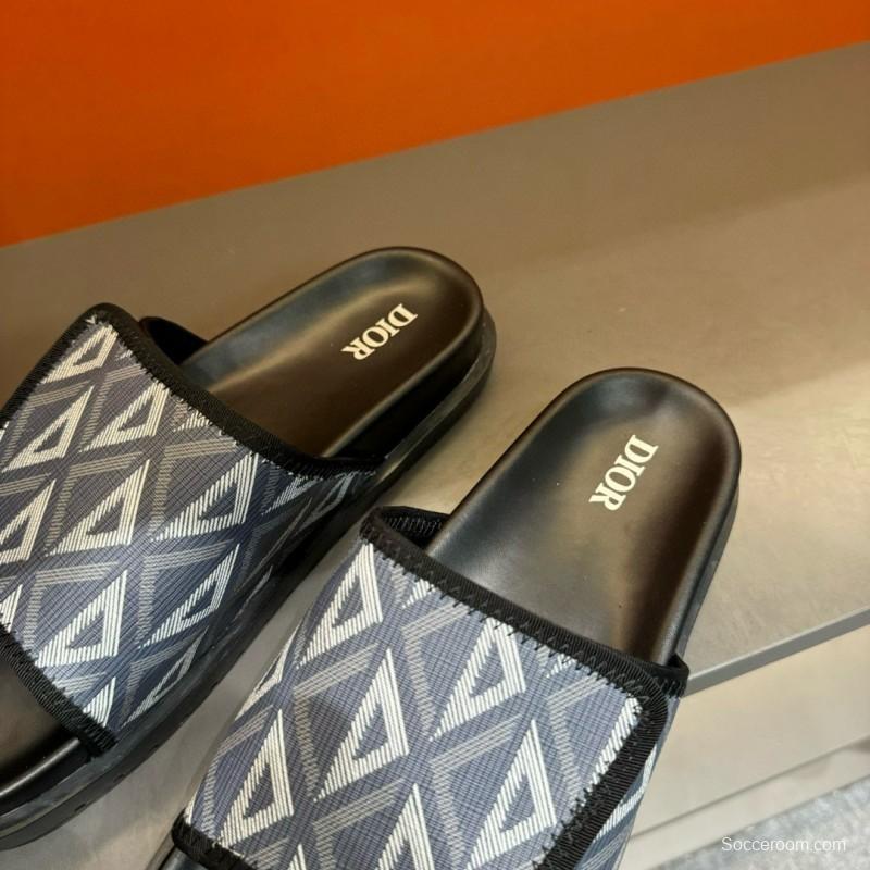 2024 Dior Black Gray Canvas Slippers MJ00180