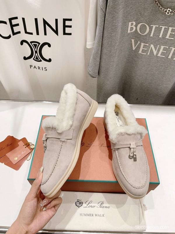2024 Women LP white suede shearling loafers MJ00300F