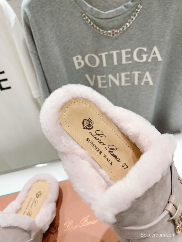 2024 Slippers LP light pink suede shearling slippers MJ00300