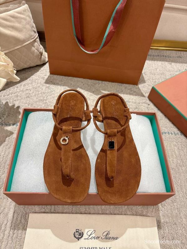 2025 Women LP Brown Suede Sandals LY00360