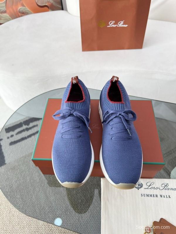2024 Men Le Parmentier Blue Wool Knit Sneakers MJ00330