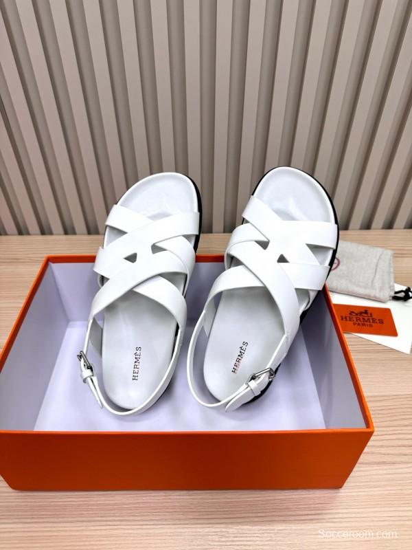2025 Slippers Hermès White Leather Sandals LY00270