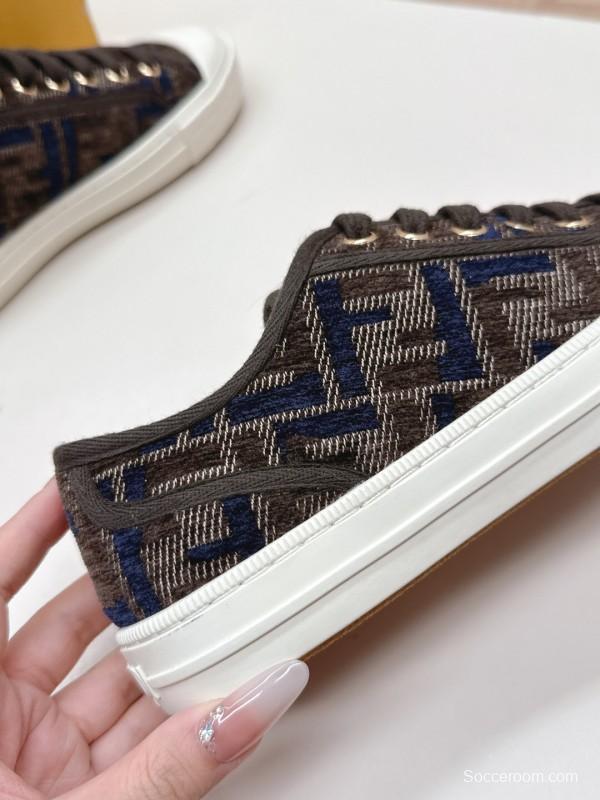 2025 Women Fendi Brown Black Canvas Sneakers LY00280