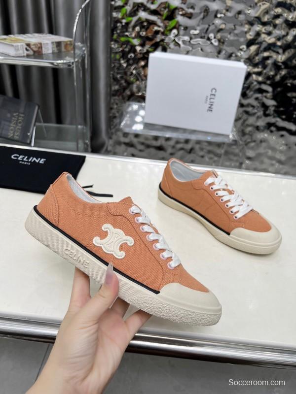 2025 Women Celine Apricot Canvas Sneakers LY00210