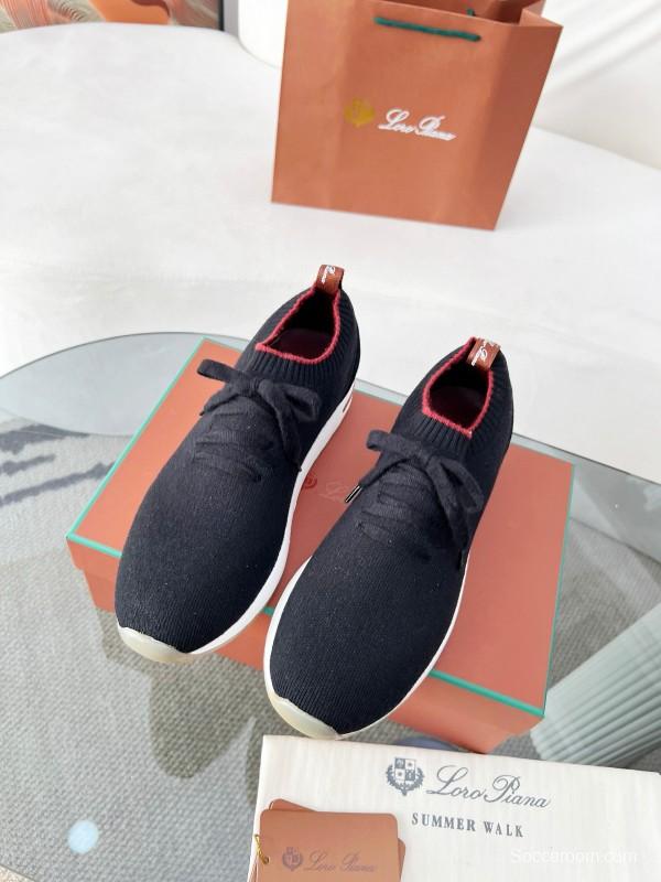 2024 Men Le Parmentier Black Wool Knit Sneakers MJ00330