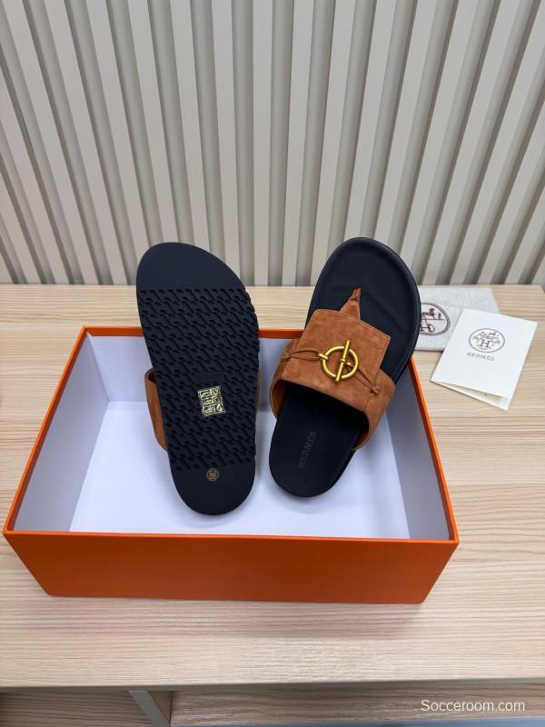 2025 Slippers Hermès Brown Suede Slippers
