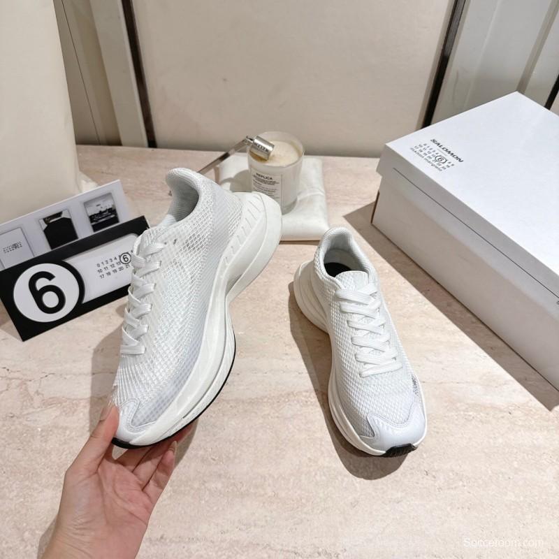 2025 Unisex MM6 Maison Margiela White Polyester Polyurethane Rubber Road Running Shoes Collaboration KFY00330