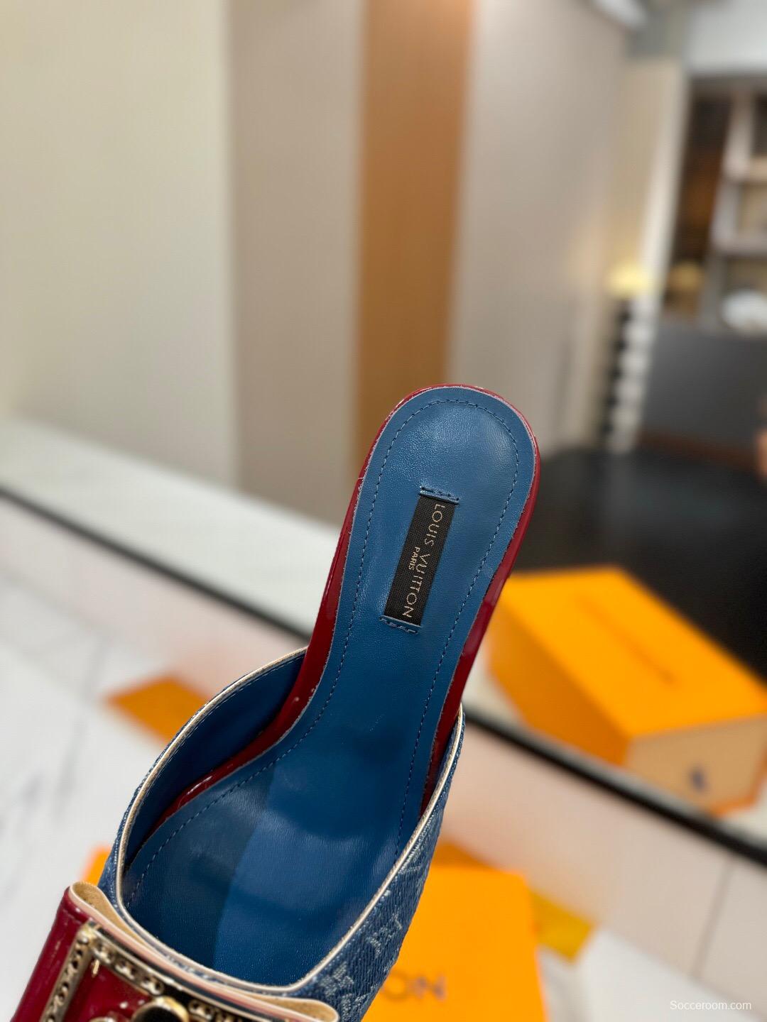 2025 Women LV Blue Denim Leather Mules KFY00320