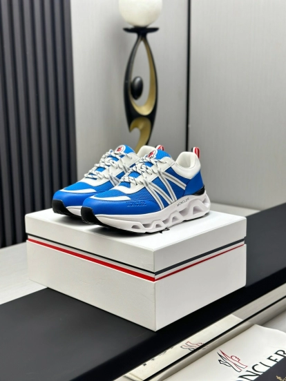2025 Unisex Moncler Blue White Nylon Mesh Trailgrip GTX Trail Running Shoes KFY00390