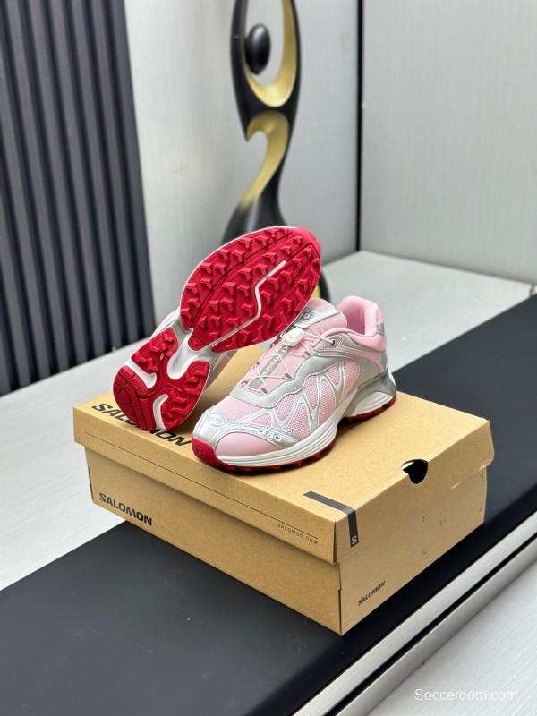 2025 Women SALOMON Pink White Leather Mesh Sneakers AS00320