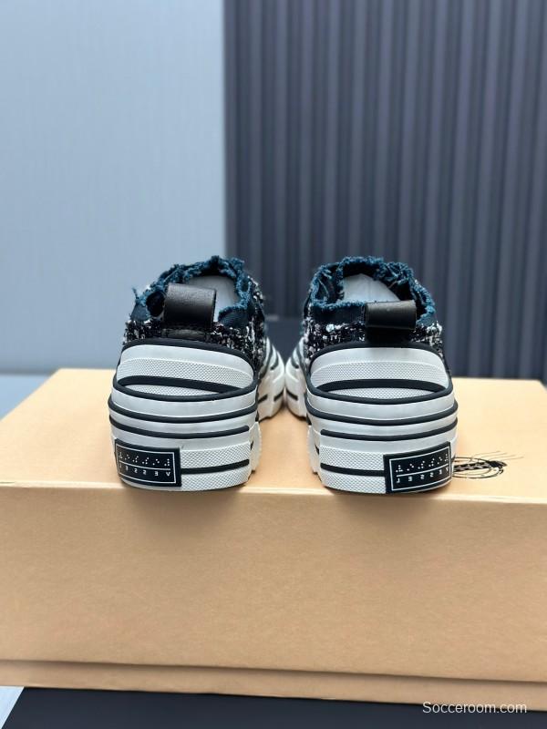 2025 Unisex XVESSEL Black White Canvas Platform Vulcanized Sneakers AS00260