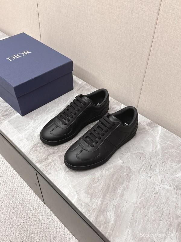 2025 Men Dior Black Leather Sneakers KFY00300