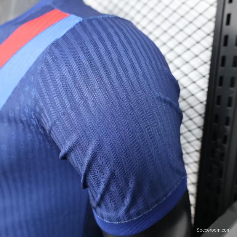 Player Version 25/26 Barcelona Blue with Red and Light Blue Diagonal Stripe Jersey