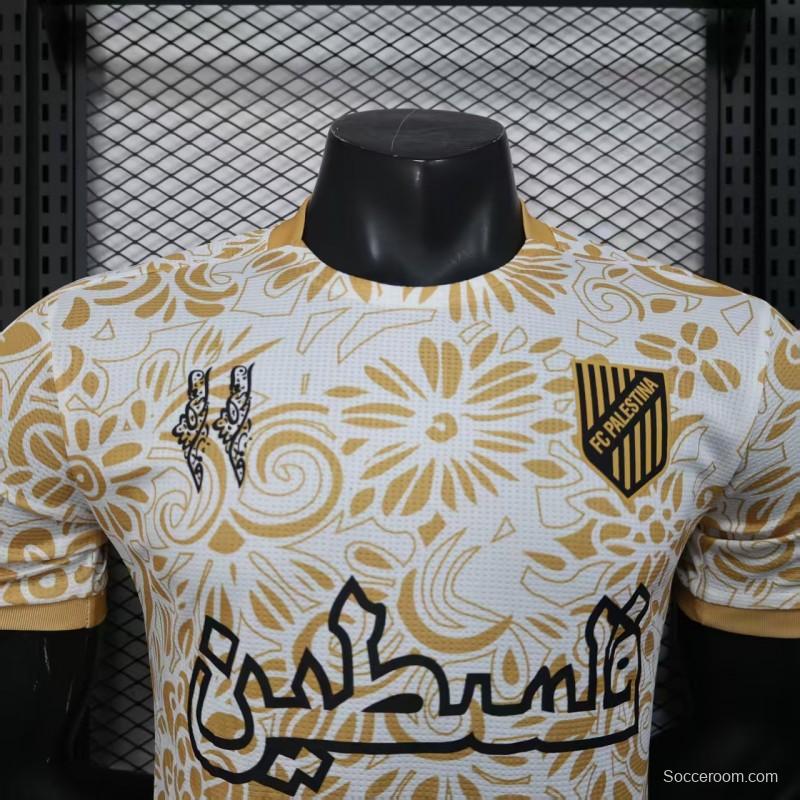 Player Version 25/26 FC Palestine White with Golden Floral Pattern Jersey