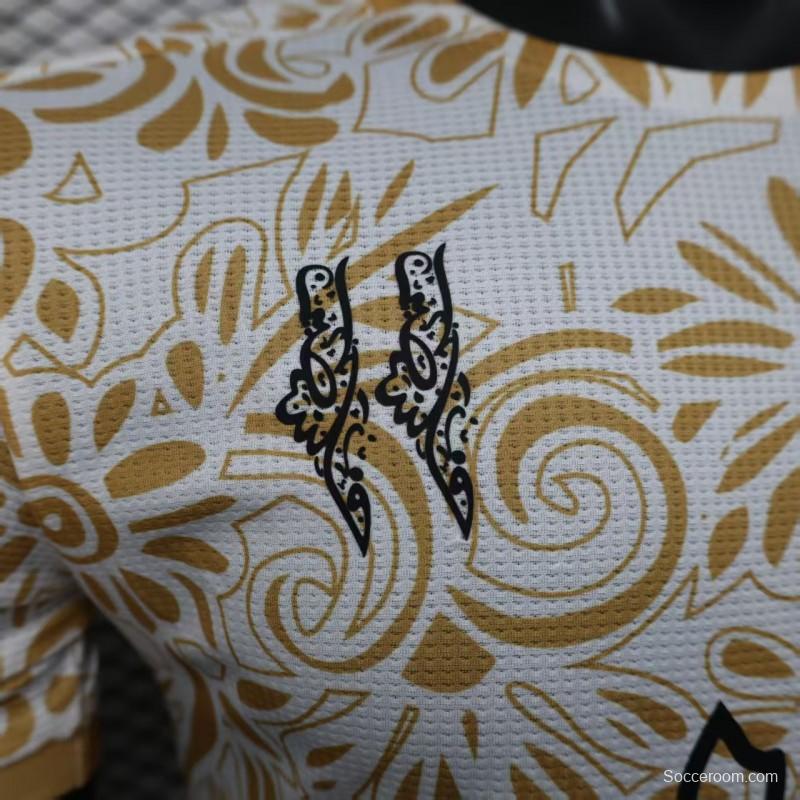 Player Version 25/26 FC Palestine White with Golden Floral Pattern Jersey