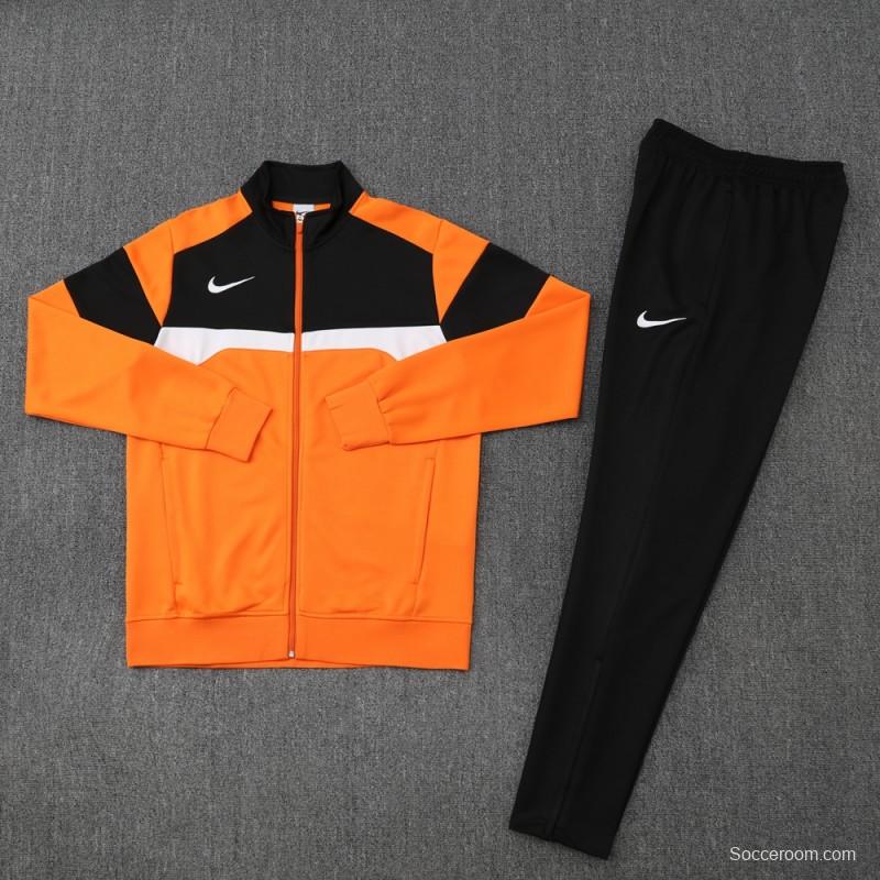 2025 Nike Orange/Black Full Hoodie Zipper Jacket +Long Pants