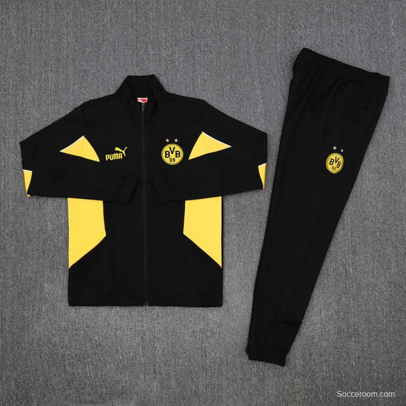 25/26 Borussia Dortmund Black/Yellow Full Zipper Jacket +Long Pants