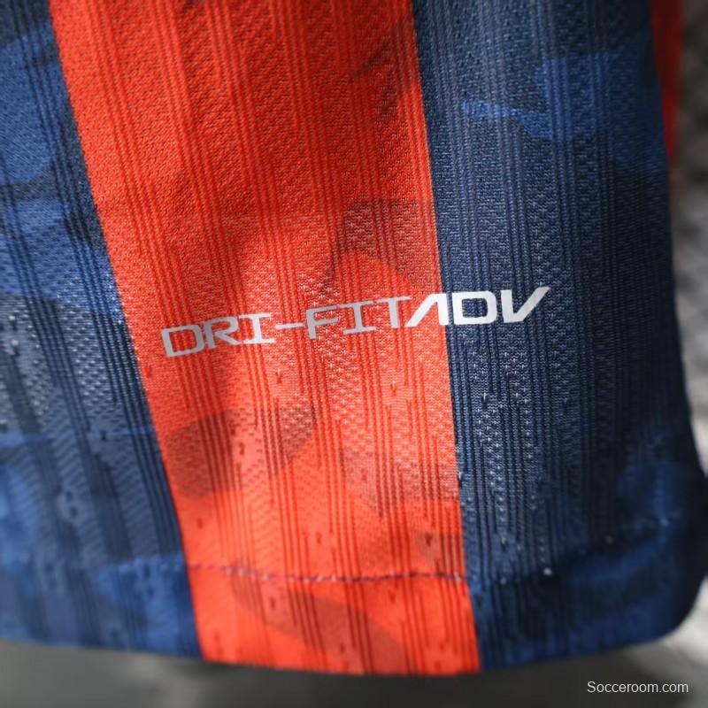 Player Version 25/26 Barcelona Home Blue Red Stripes Jersey with Spotify Sponsor