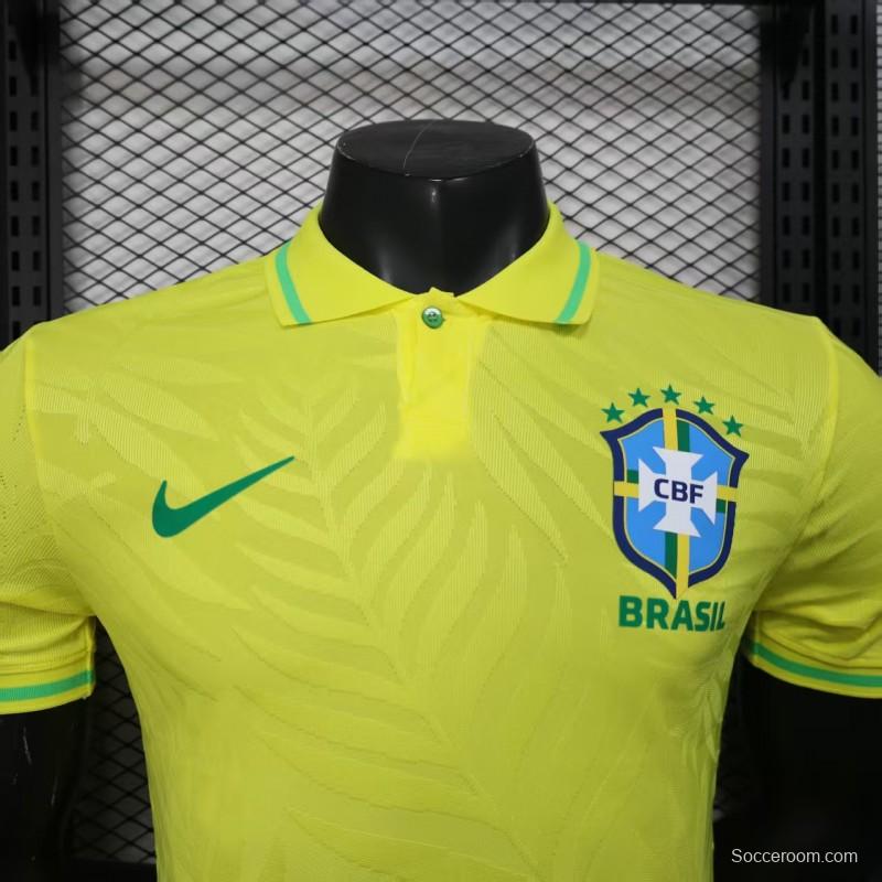 Player Version 2025 Brazil Home Yellow Classic Jersey