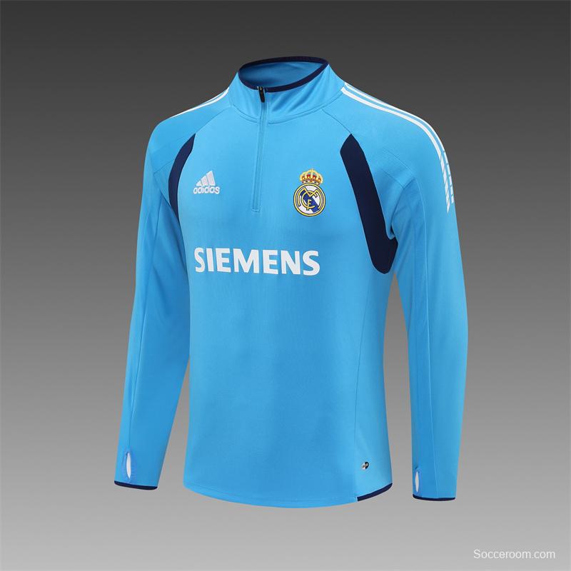 Retro 05/06 Real Madrid Light Blue Half Zipper Jacket