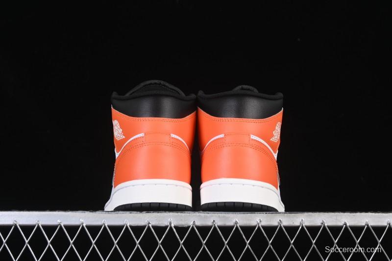 Nike Air Jordan 1 Mid AJ1 Black White Orange - DQ8426-801