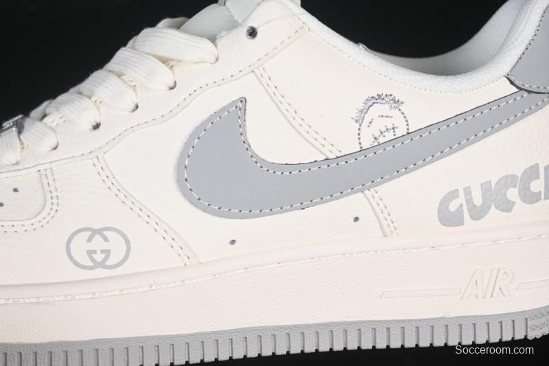 Nike Air Force 1 '07 Low Gucci Collaboration Ghost Face Beige Gray Casual Sneakers - QW5836-024