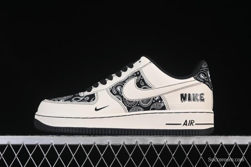 Nike Air Force 1'07 Low Cashew Flower Classic White Black Low-Top Casual Sneakers - ZD1988-005