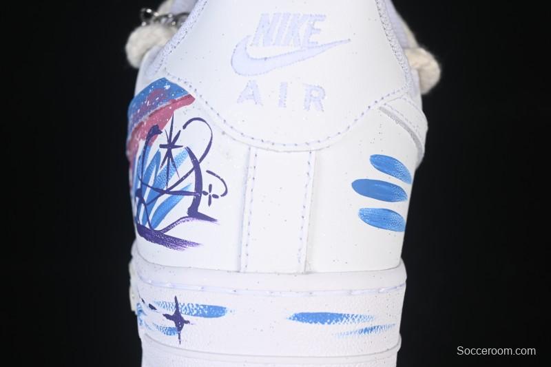 Nike Air Force 1'07 Low Libra Hand-Painted Zodiac Series Low-Top Casual Sneakers - 9231023