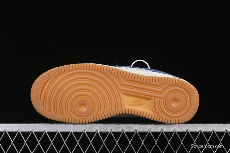 Nike Air Force 1 '07 Low LV Collaboration White Navy Blue Casual Sneakers - YF9511-813