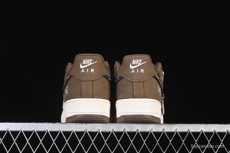 Nike Air Force 1 '07 Low LV Collaboration Military Green Silver Black Casual Sneakers - DK0188-086