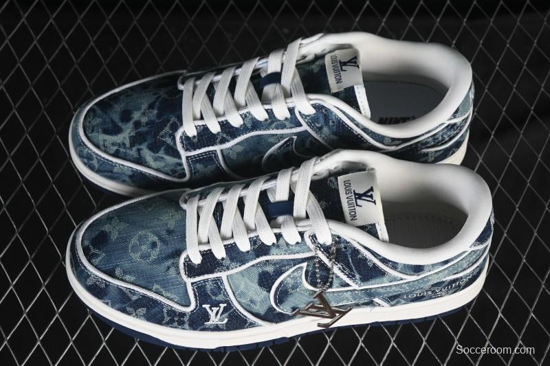 Nike SB Dunk Low LV Collaboration Blue Denim Low-Top Casual Skate Shoes - SC0601-466
