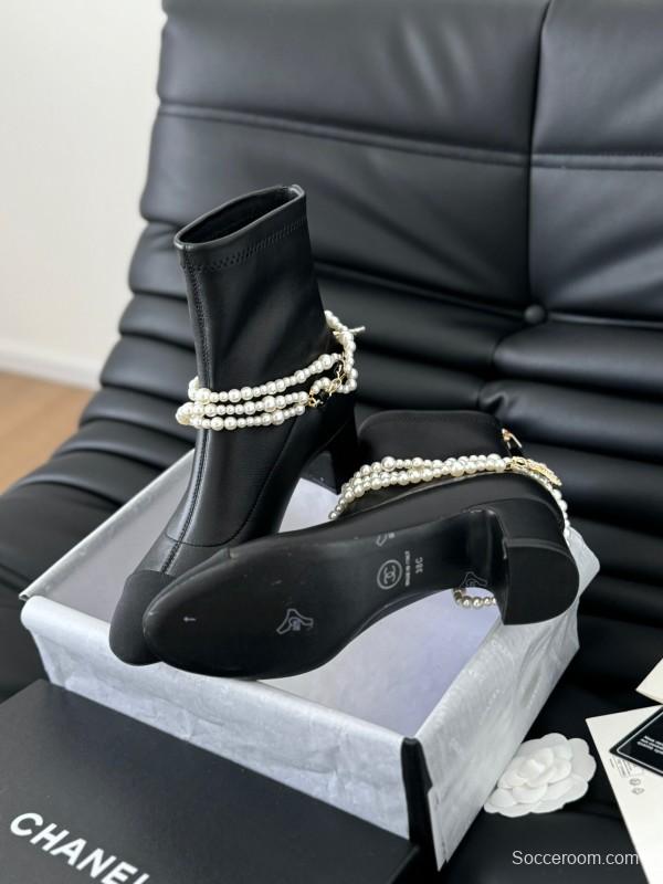 Chanel Pearl Collection Mary Jane Short Boots - LY00360