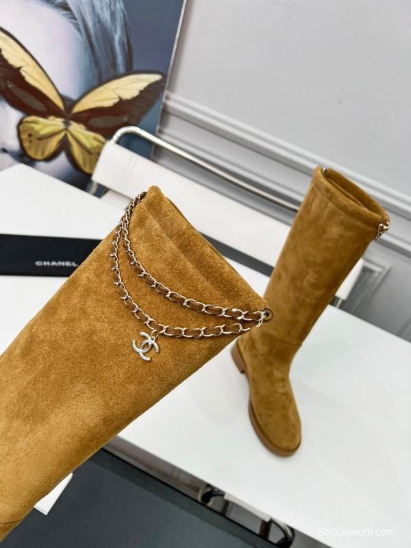 Chanel 2025/SS Quilted Leather Chain Four-Leaf Clover CC Flat Ankle Boots - LY00510