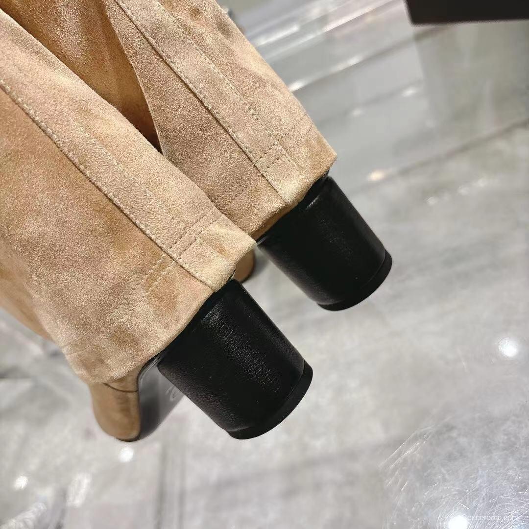 Chanel 2025/SS Small Fragrance Autumn Winter Runway Turned-Cuff Block Heel Straight Tube Boots Classic Color Block - LY00510