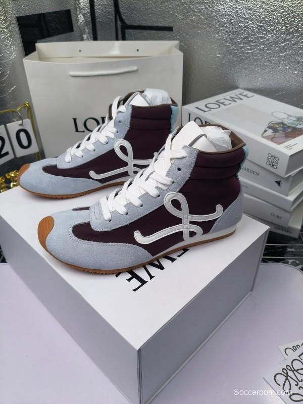 LOEWE High-Top German Training Sneakers Retro Fashion Casual White Shoes - LY00330