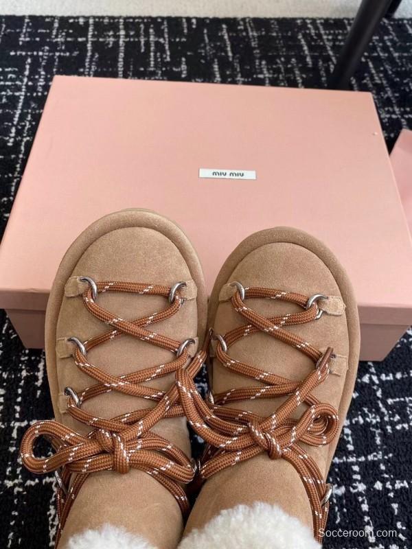 Miu Miu 2025 SS Lace-Up Snow Boots - AS00310