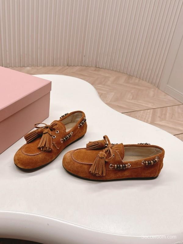 Miu Miu Fall/Winter 2025 Tassel Loafer Mule with Beaded Accents - LY00330
