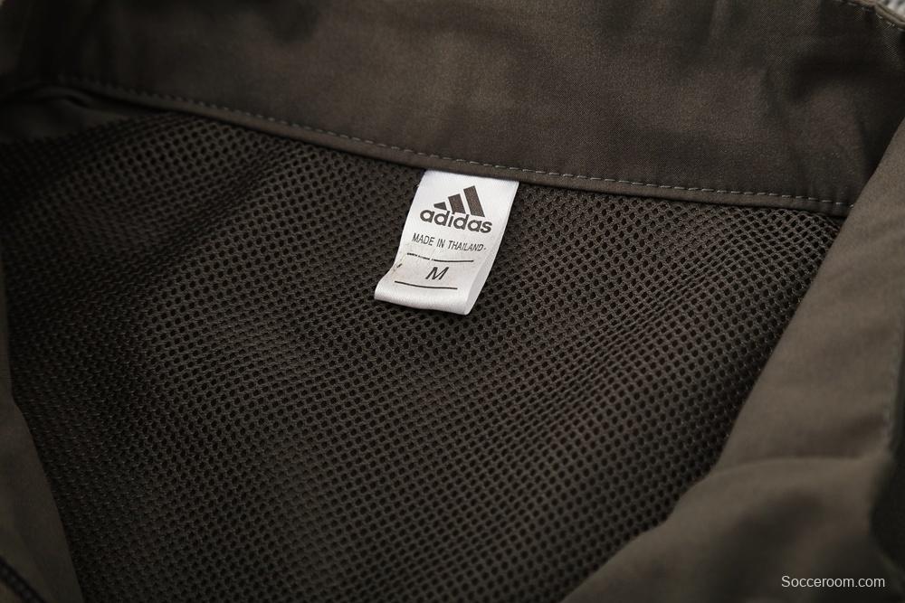 25/26 Real Madrid Dark Green Half Zipper Jacket+Long Pants S-3XL