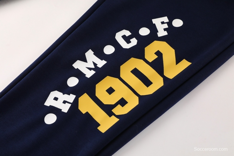 25/26 Real Madrid Royal Blue Half Zipper Jacket+Long Pants S-2XL